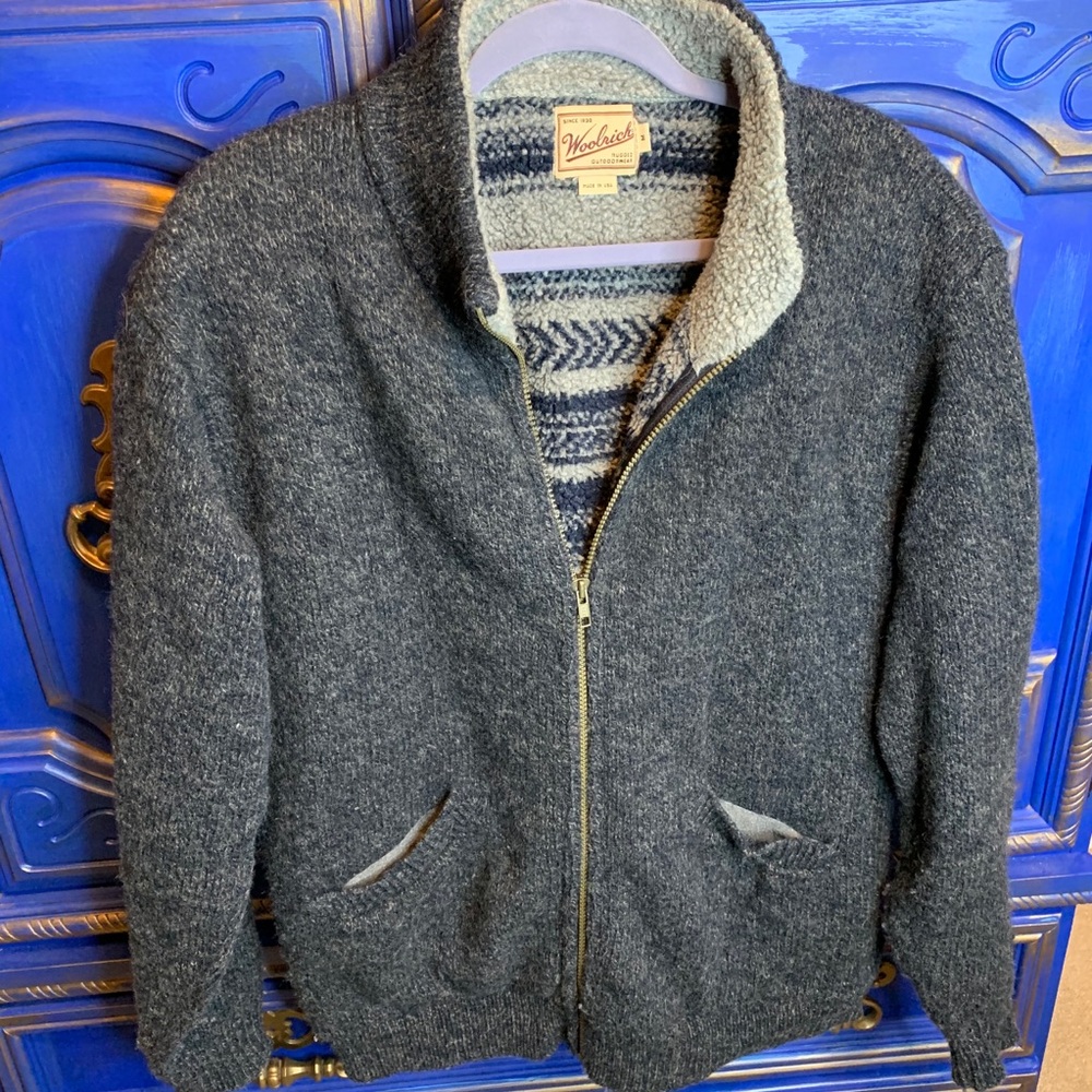 Woolrich Fleece Zip Sweater PullOver Jacket Medium - Picture 1 of 5